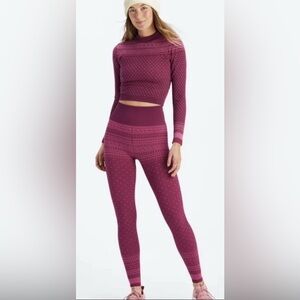 Fabletics Merlot Fair Isle Legging set size Small